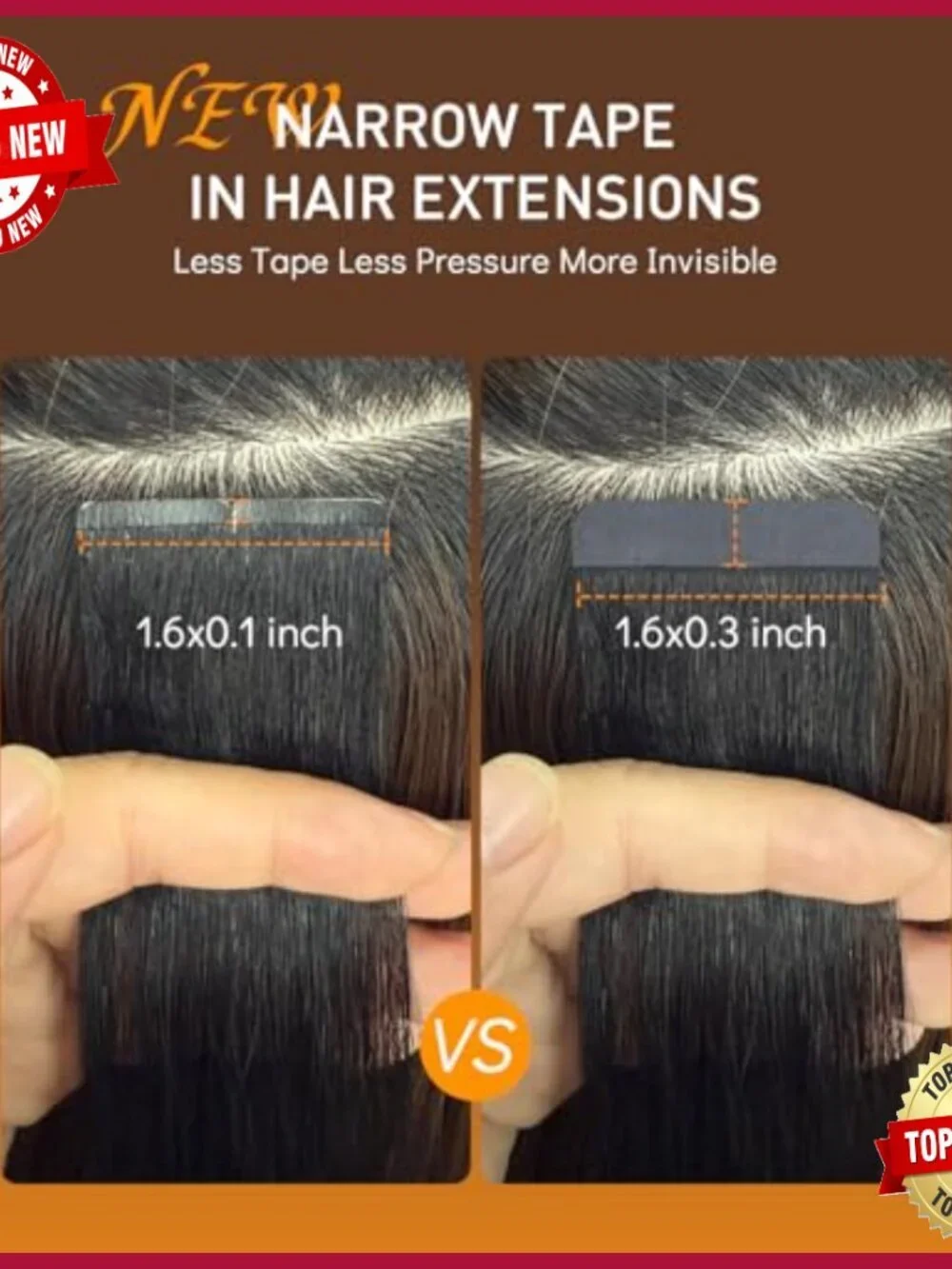 Real Human Hair Tape-In Extensions 20pcs 50g Seamless Lightweight Reusable